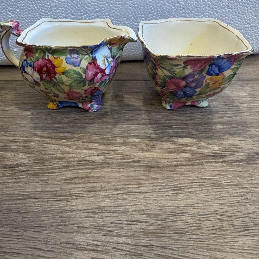 Royal Winton Grimwades Chintz Sugar Creamer Set: Vintage England Tea Set